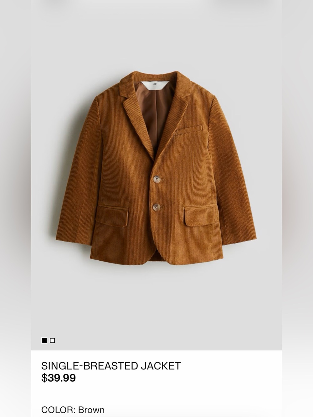 H&M Brown Corduroy Single-Breasted Jacket
